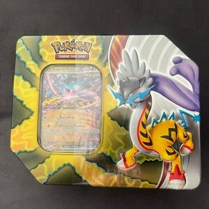 Pokemon Tin with Legendary Pokemon and Red Accents